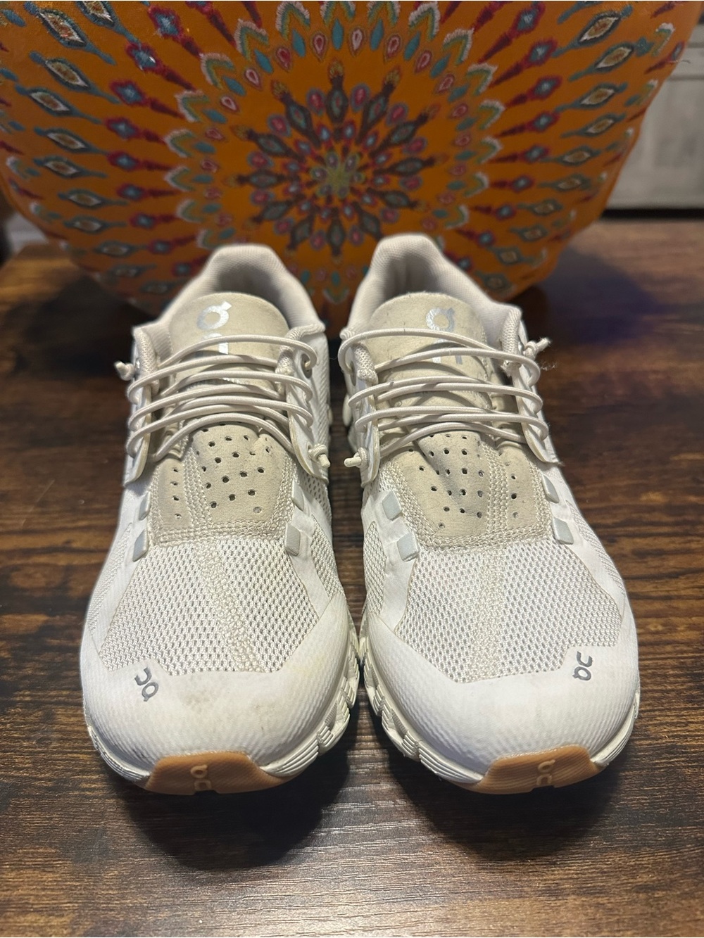 On Running Men's Athletic Sneakers in Off-White with Gum Outsole